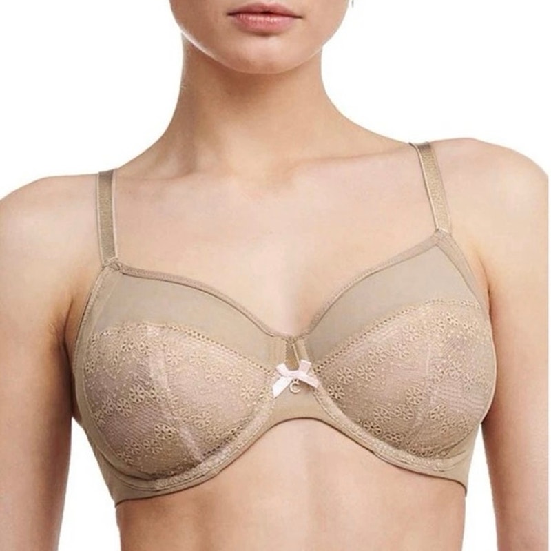 Chantelle Size 40dd 40e Revele Moi Perfect Fit Underwire Bra Nude Tan Lace